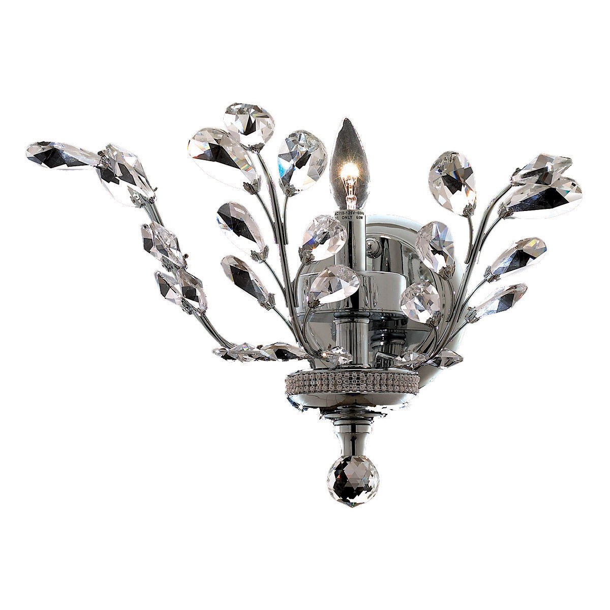 Orchid 1 Light 16 inch Chrome Wall Sconce Wall Light in Royal Cut