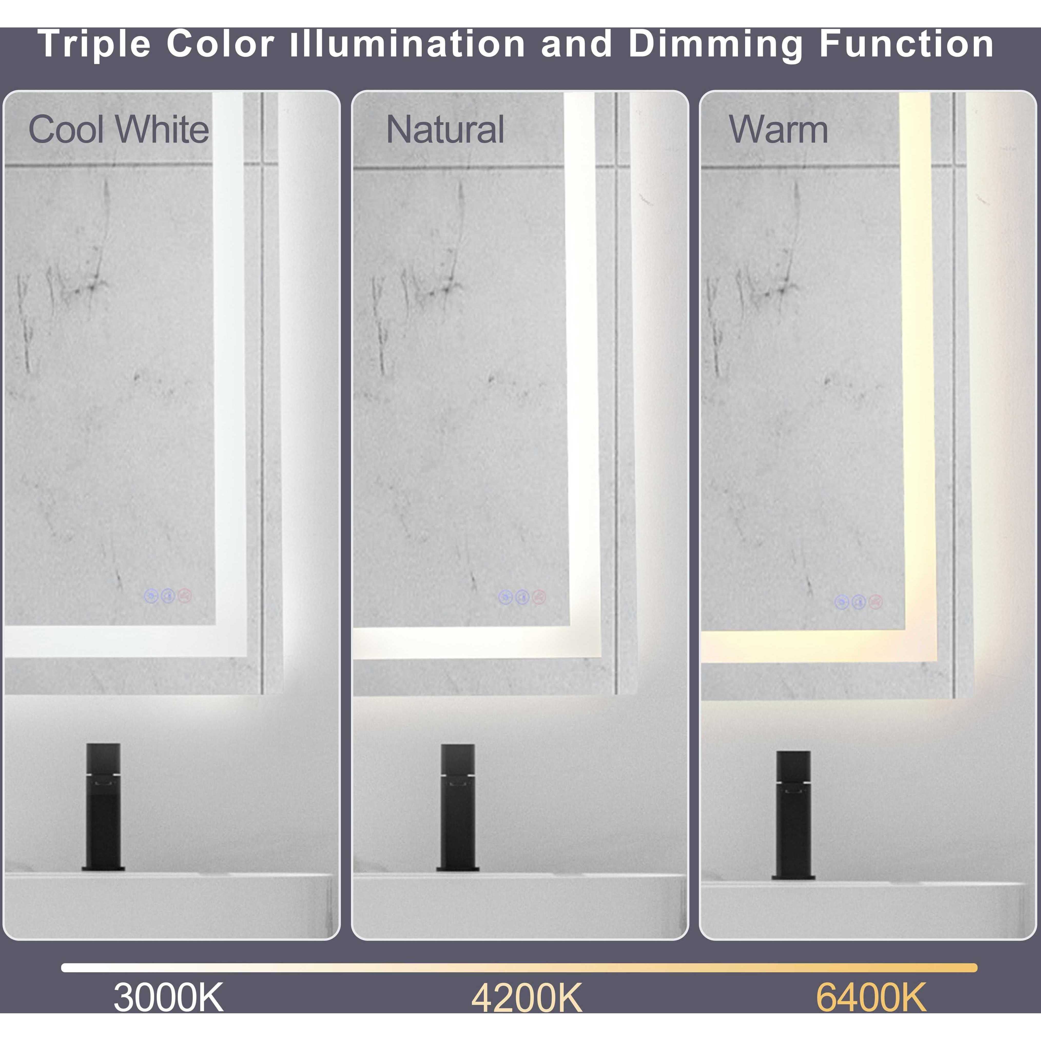 Riven 40 X 36 inch White LED Mirror