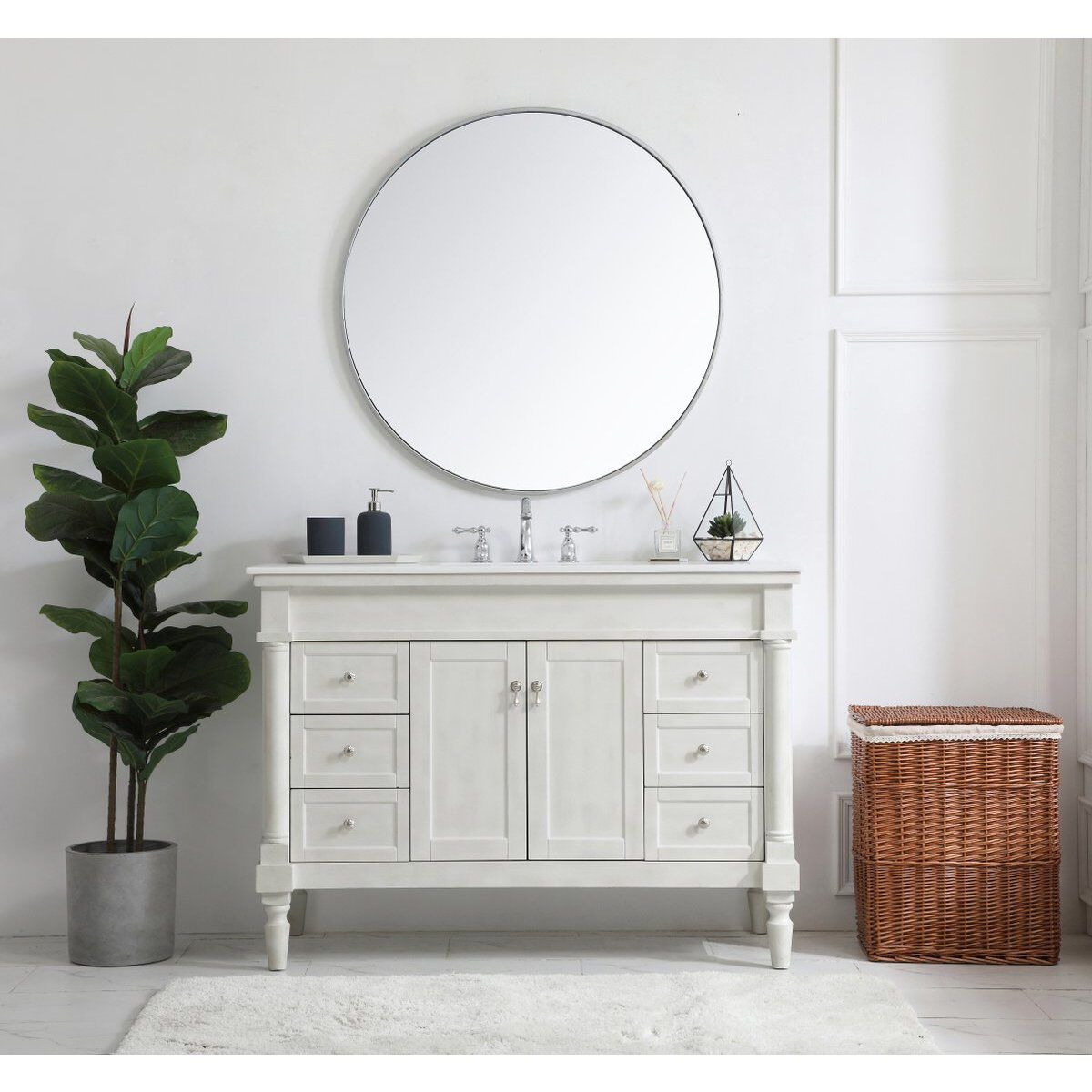 Lexington 48 X 21.5 X 35 inch Antique White Vanity Sink Set