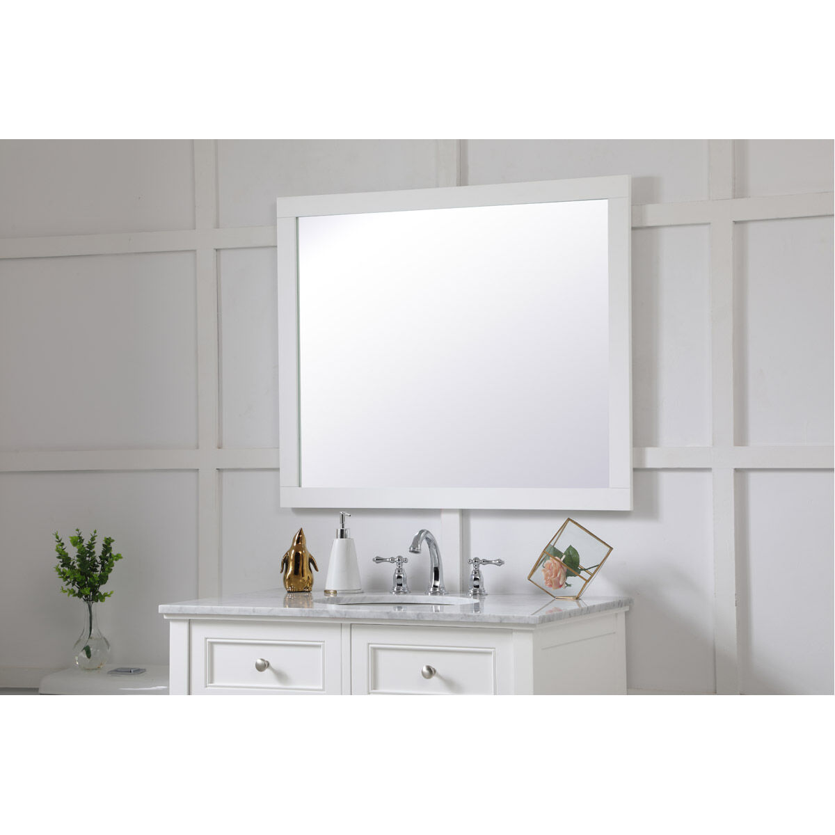 Aqua 36 X 30 inch White Wall Mirror