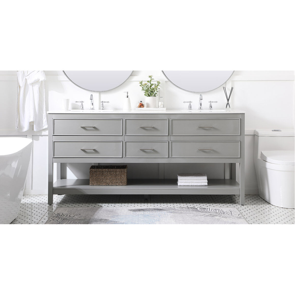 Sinclaire 72 X 22 X 34 inch Gray Vanity Sink Set