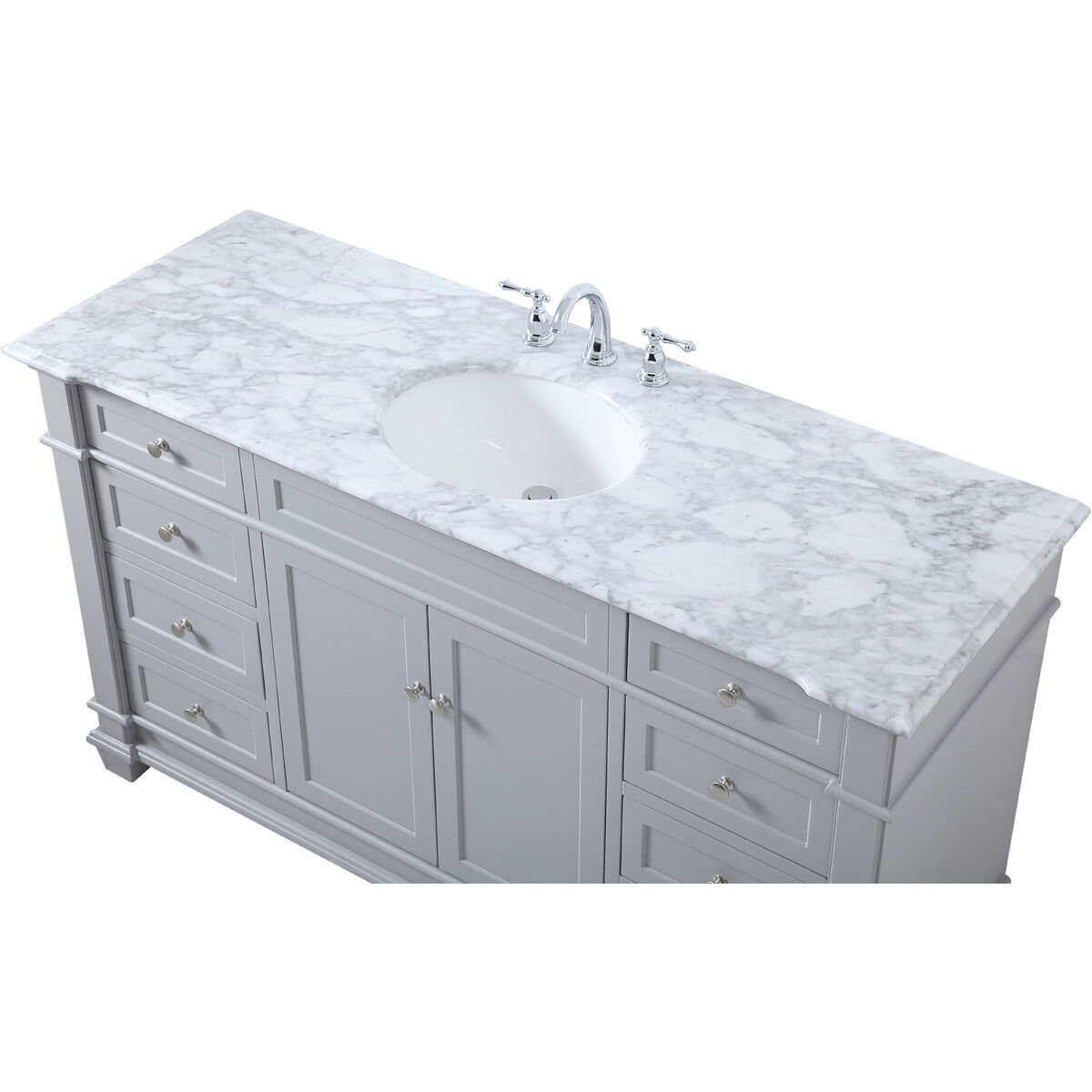 Wesley 60 X 21.5 X 35 inch Grey Vanity Sink Set in Gray
