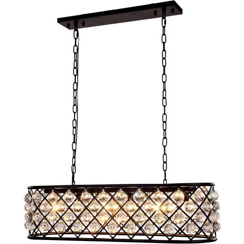 Madison 6 Light 40 inch Matte Black Island Pendant Ceiling Light in Clear, Faceted Royal Cut, Urban Classic