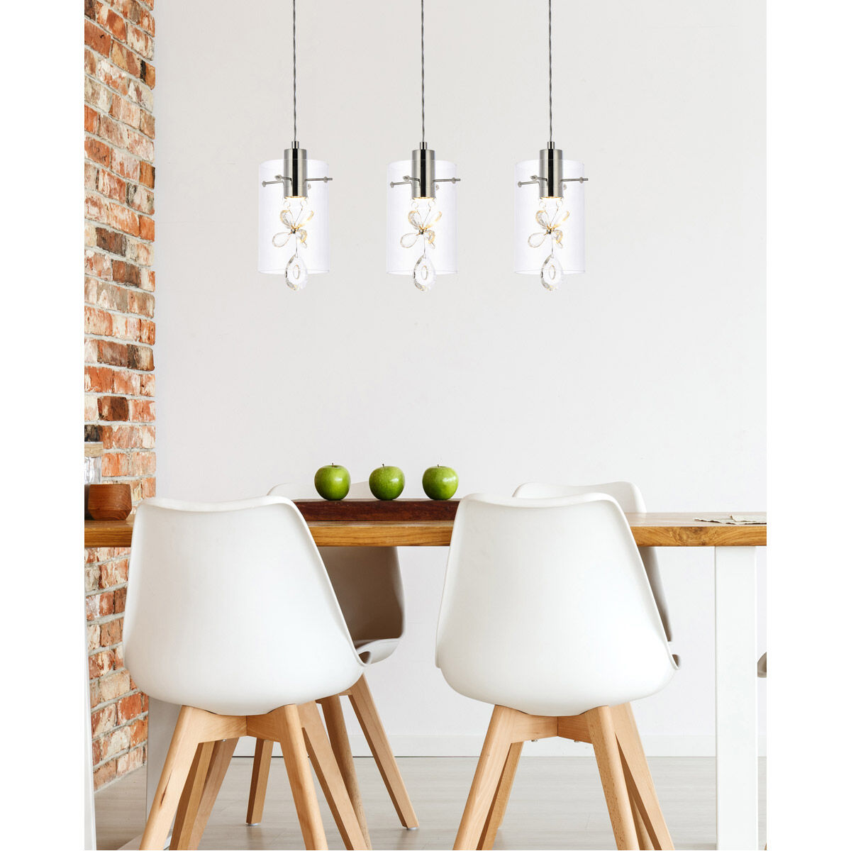 Elegant Lighting Hana 3 Lights Chrome Pendant 5202D24C