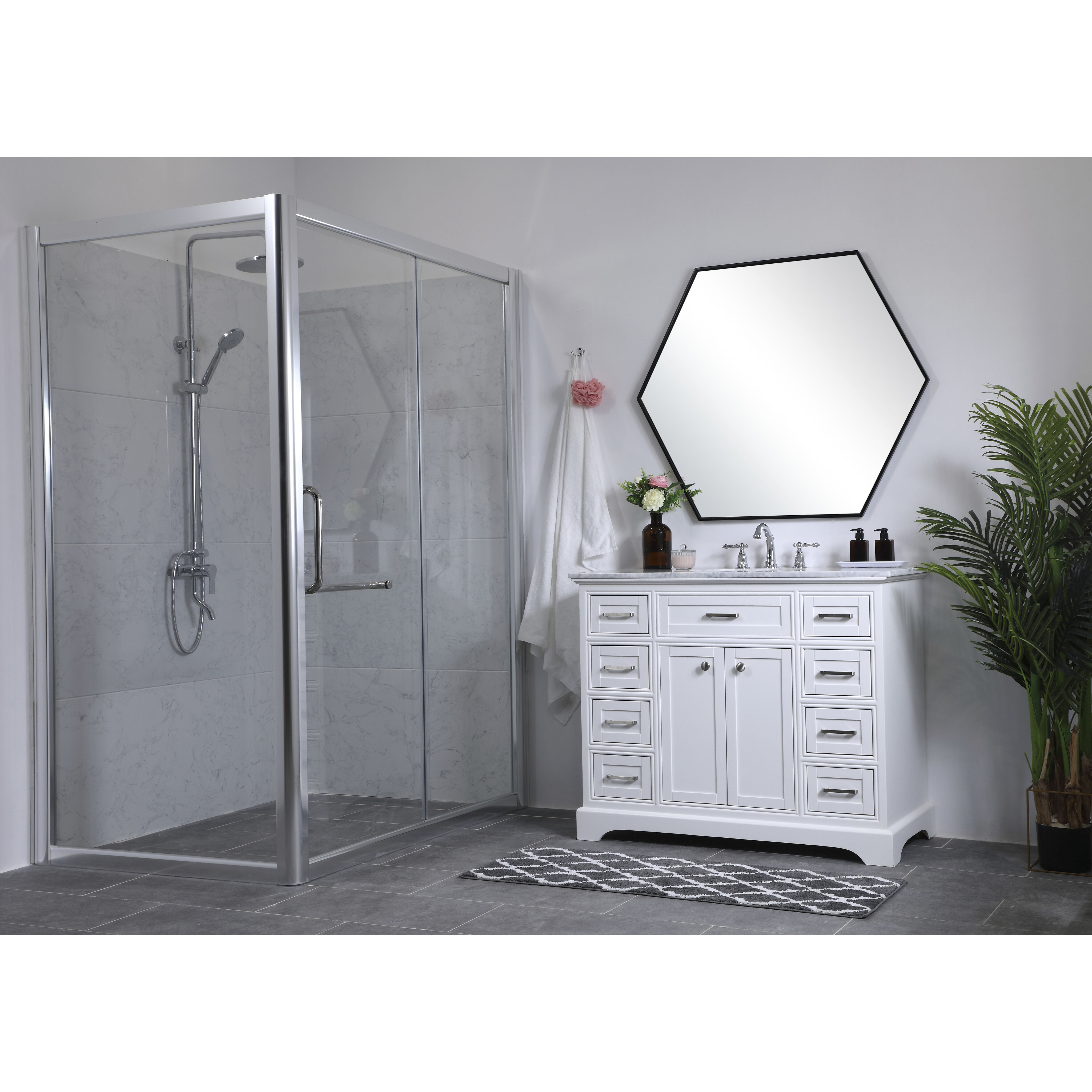 Americana 84 X 21.5 X 70 inch White Vanity Sink Set