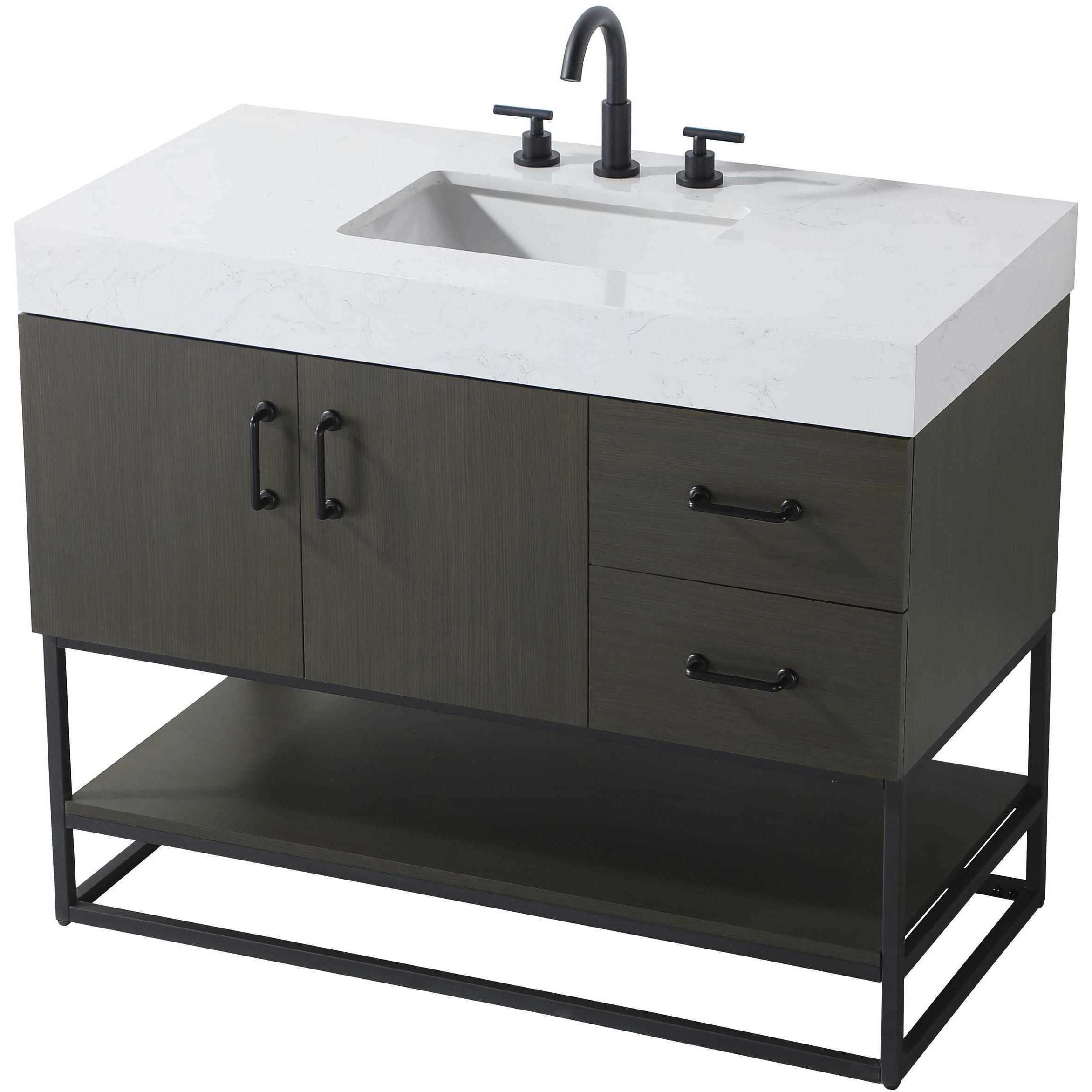 Caroline 42 X 34 inch Mocha Brown Bathroom Vanity Cabinet