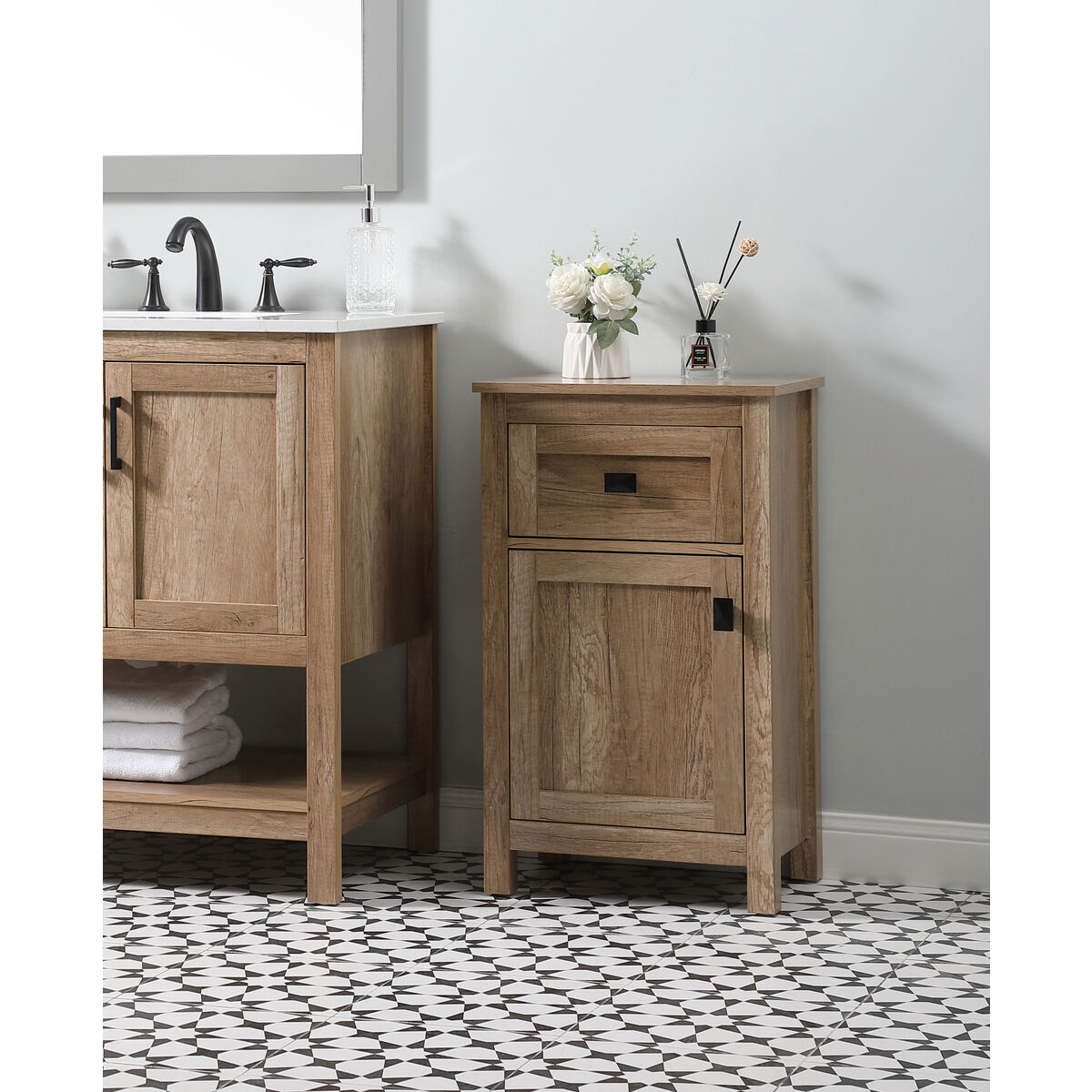 Adian Natural Oak Bathroom Storage Cabinet