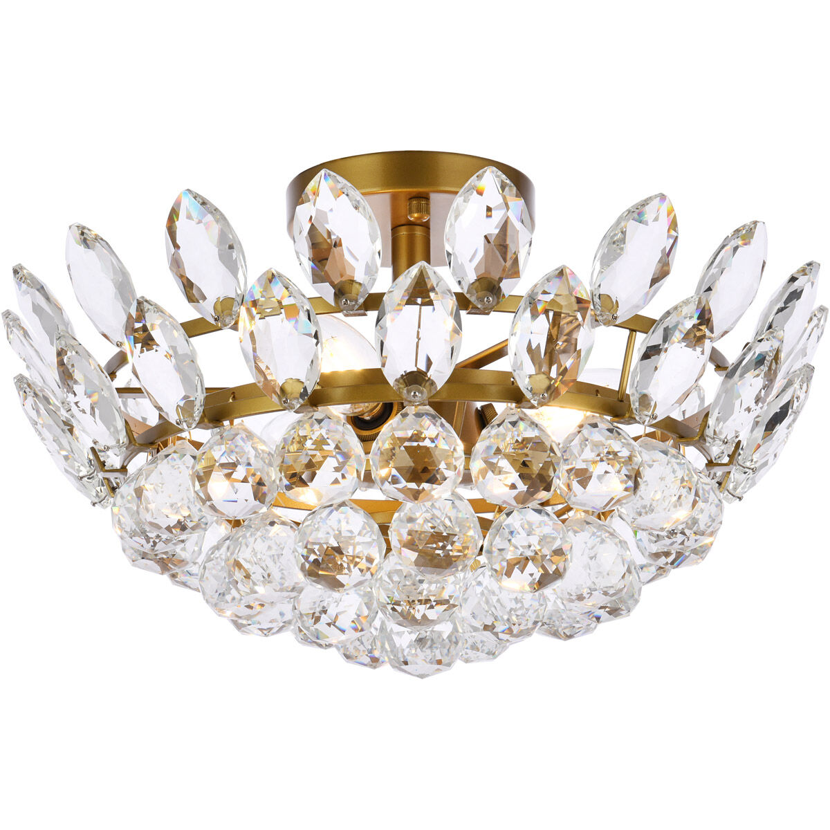 Emilia 3 Light 16 inch Brass Flush Mount Ceiling Light