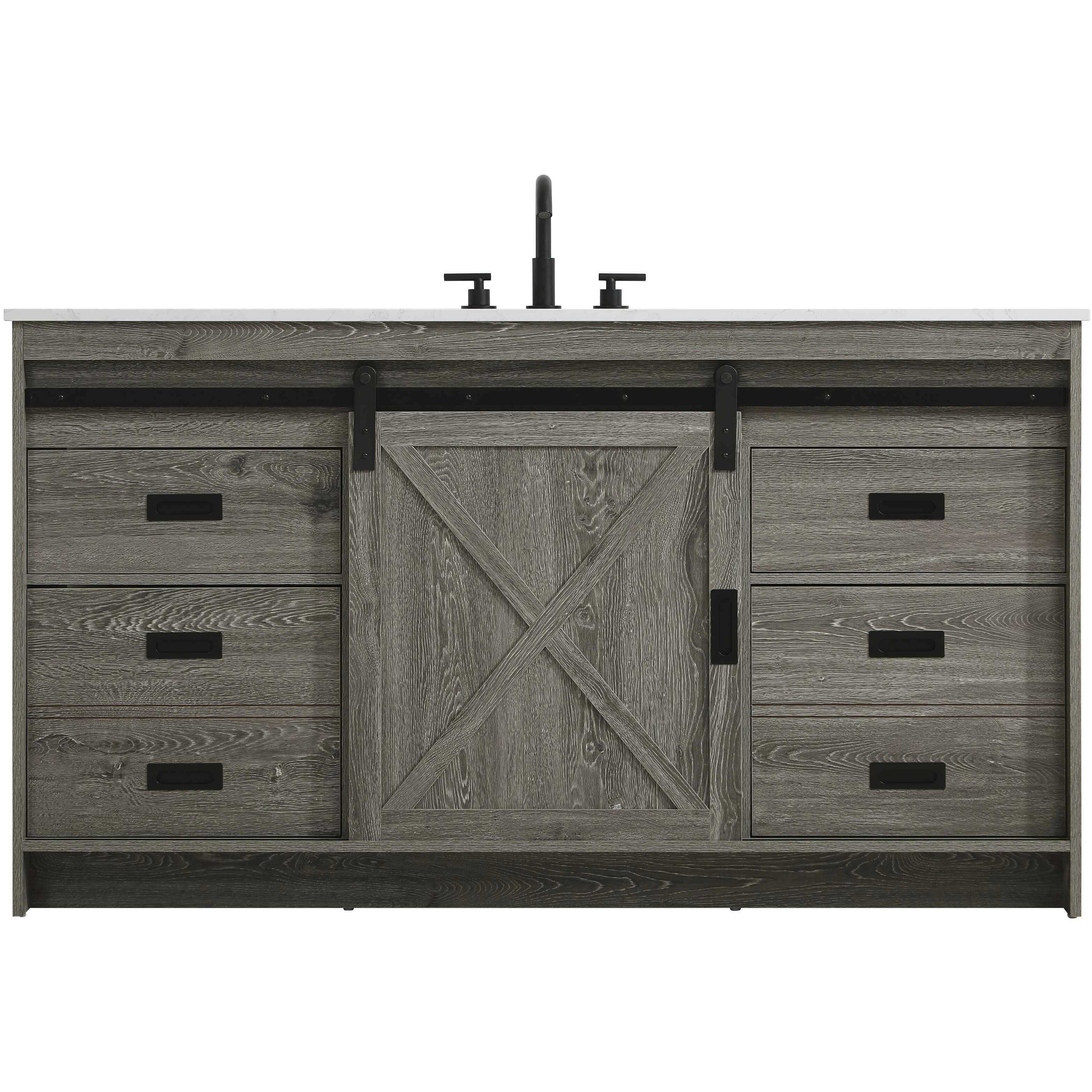 Austin 60 X 34 inch Rustic Grey Bathroom Vanity Cabinet