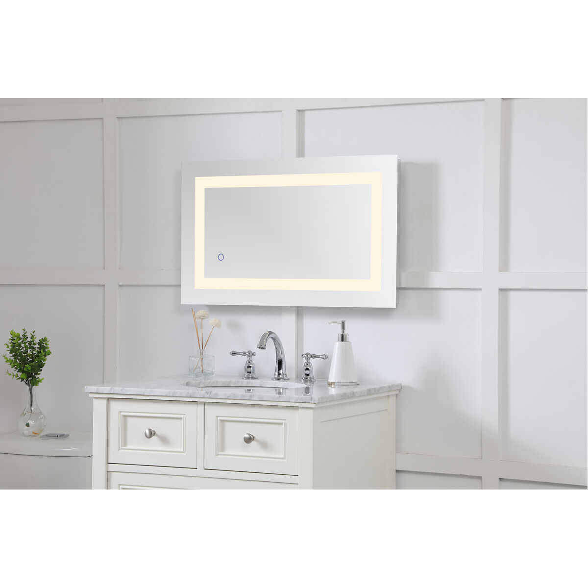 Helios 30 X 18 inch Silver Lighted Wall Mirror