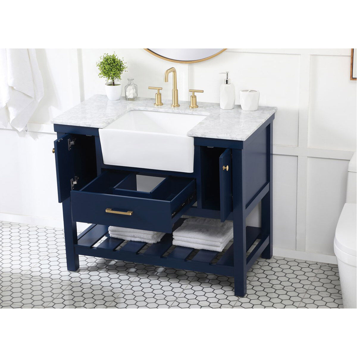 Clement 42 X 22 X 34 inch Blue Bathroom Vanity Cabinet