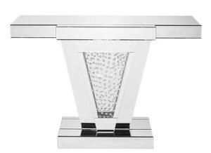 Modern 47 inch Clear Mirror and Crystal Console Table