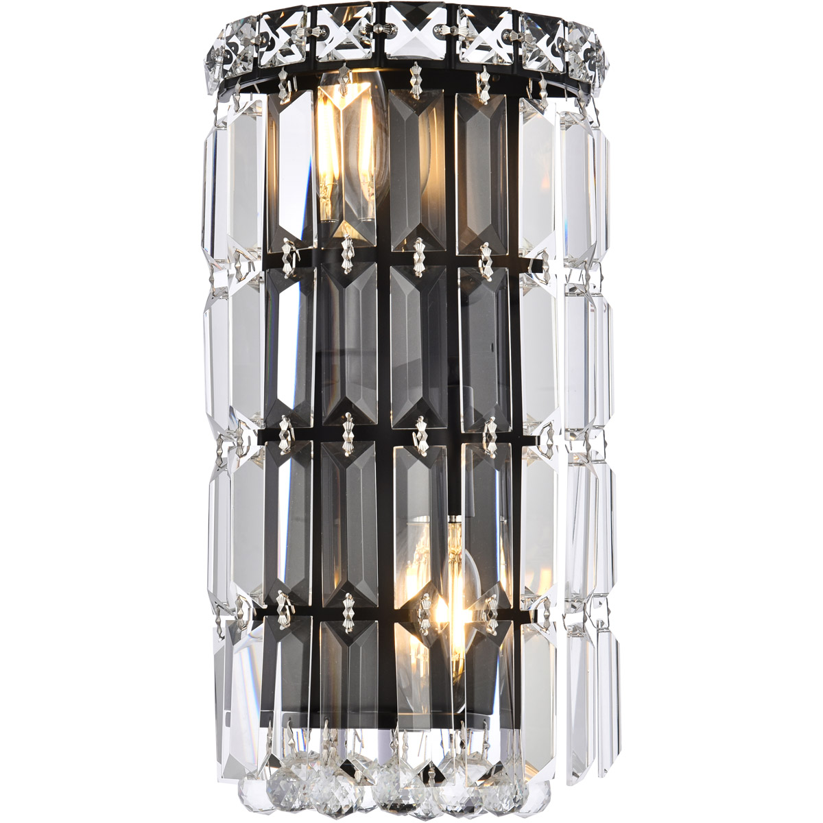 Maxime 2 Light 4 inch Black and Clear Wall Sconce Wall Light in Royal Cut