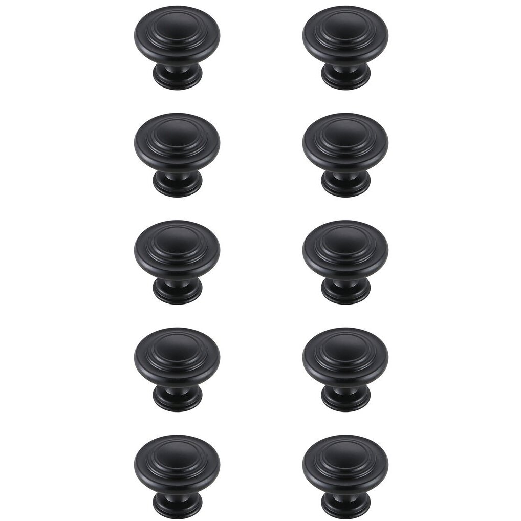 Minu Matte Black Hardware Cabinet Knob, Set of 10