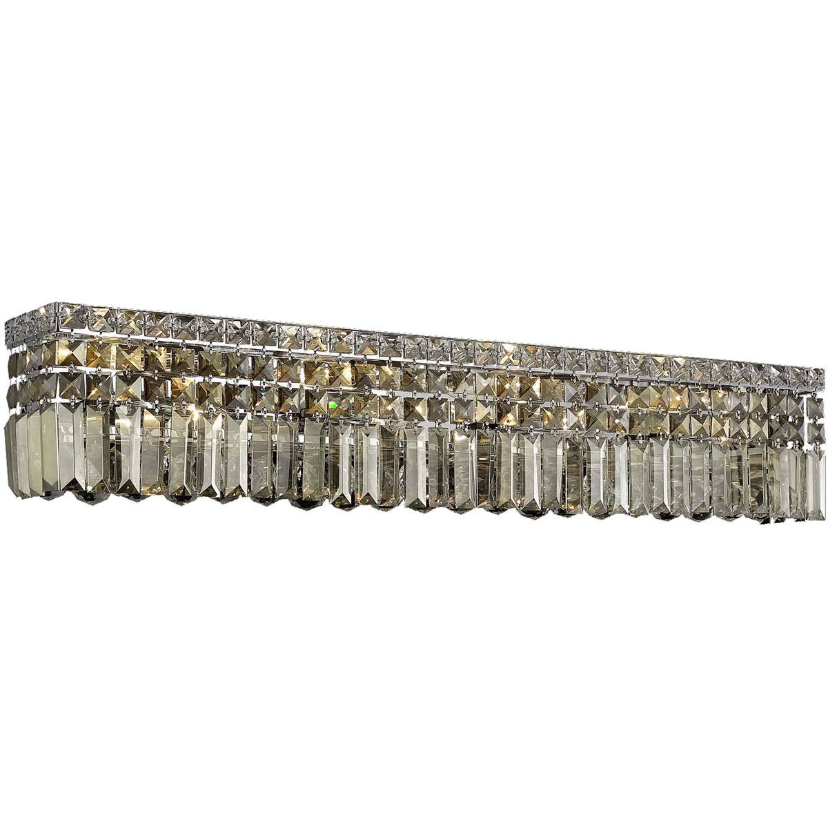 Maxime 8 Light 36 inch Chrome Vanity Light Wall Light in Golden Teak, Royal Cut