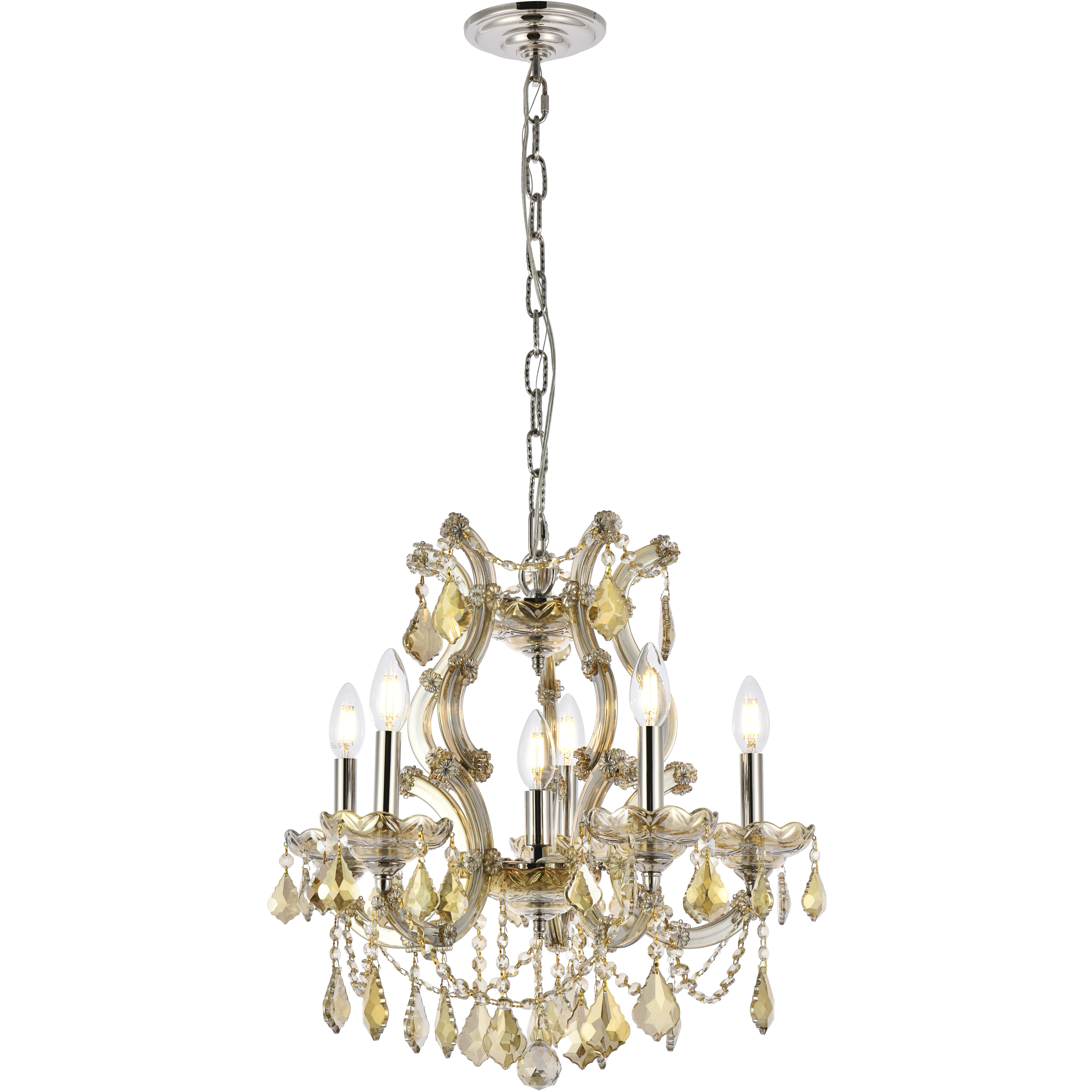 Maria Theresa 6 Light 20 inch Golden Teak Dining Chandelier Ceiling Light in Royal Cut