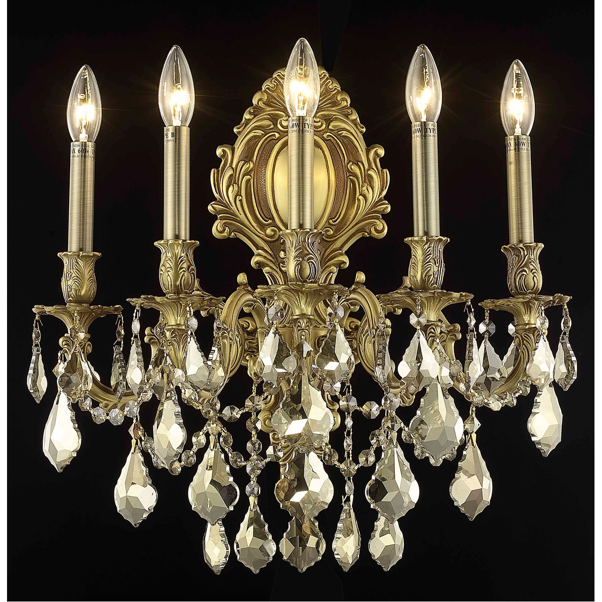 Monarch 5 Light 21 inch French Gold Wall Sconce Wall Light in Golden Teak, Royal Cut