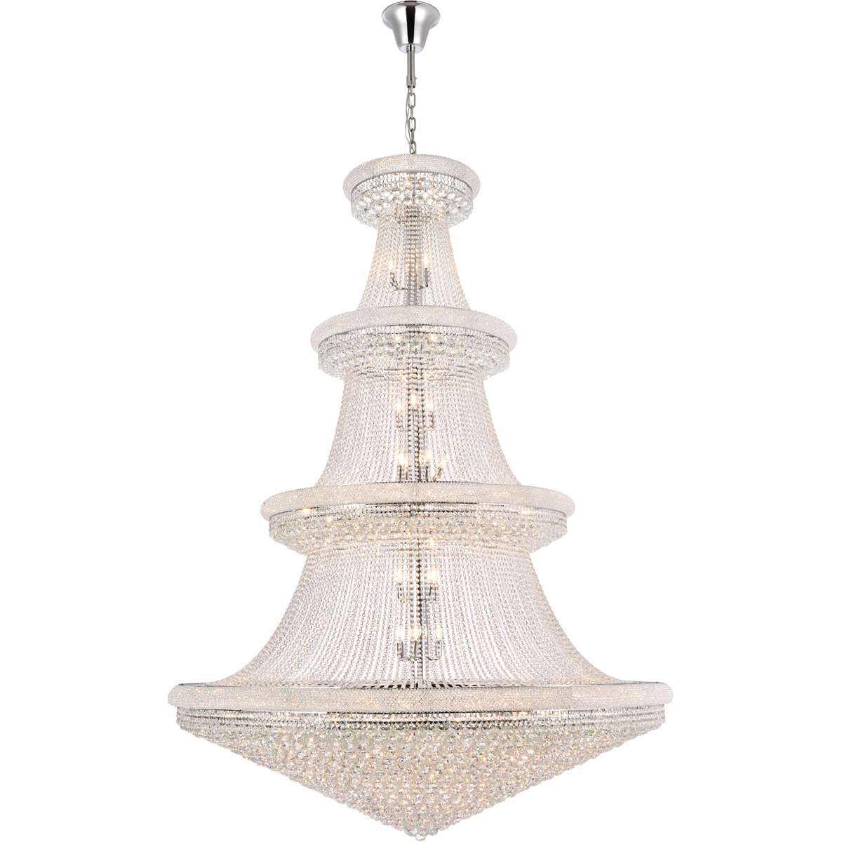 Primo 66 Light 72 inch Chrome Foyer Ceiling Light in Royal Cut