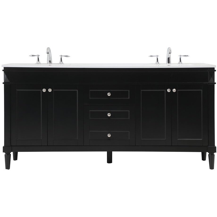 Bennett 72 X 21 X 35 inch Black Vanity Sink Set