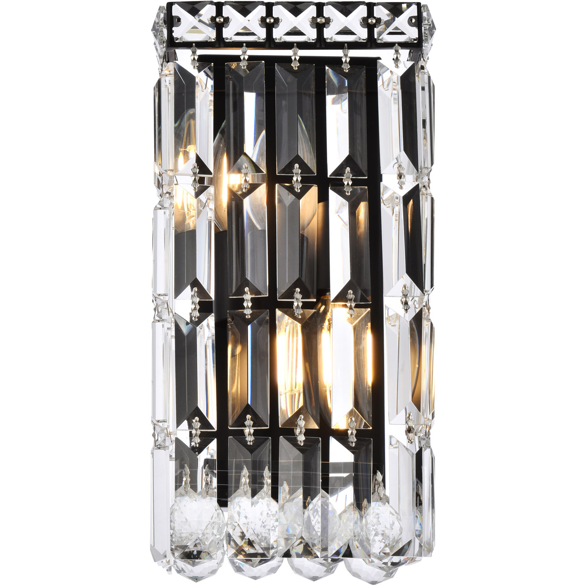 Maxime 2 Light 4.5 inch Black and Clear Wall Sconce Wall Light in Royal Cut