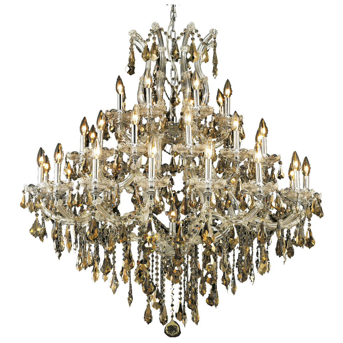 Maria Theresa 37 Light 44 inch Chrome Foyer Ceiling Light in Golden Teak