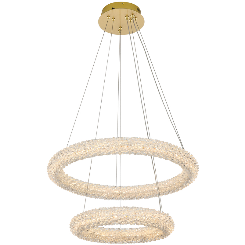 Bowen 2 Light 24 inch Satin Gold Chandelier Ceiling Light