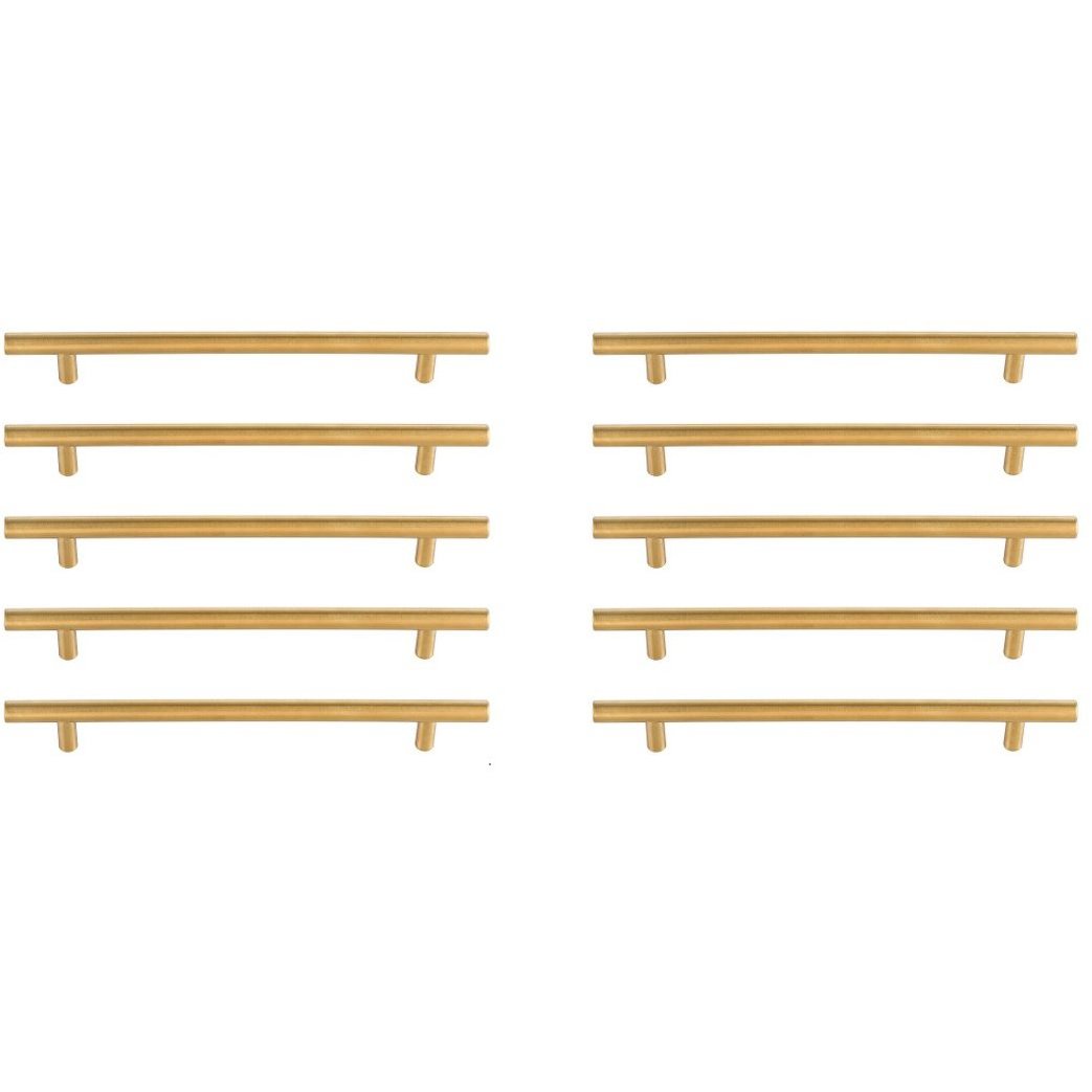 Quinn Brass Hardware Drawer Pull in 7-9/16in Center to Center Bar, Set of 10