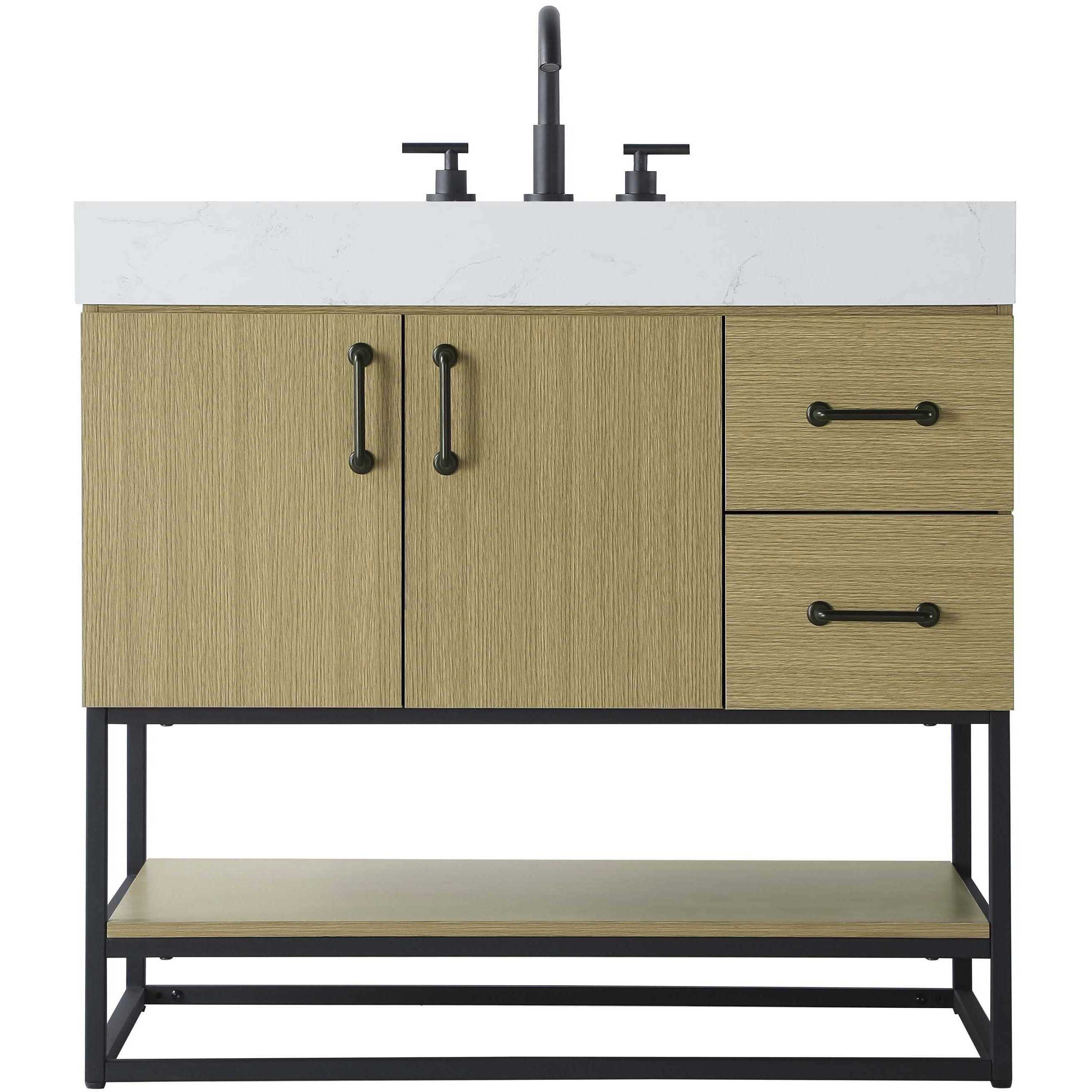 Caroline 36 X 34 inch Honey Brown Bathroom Vanity Cabinet