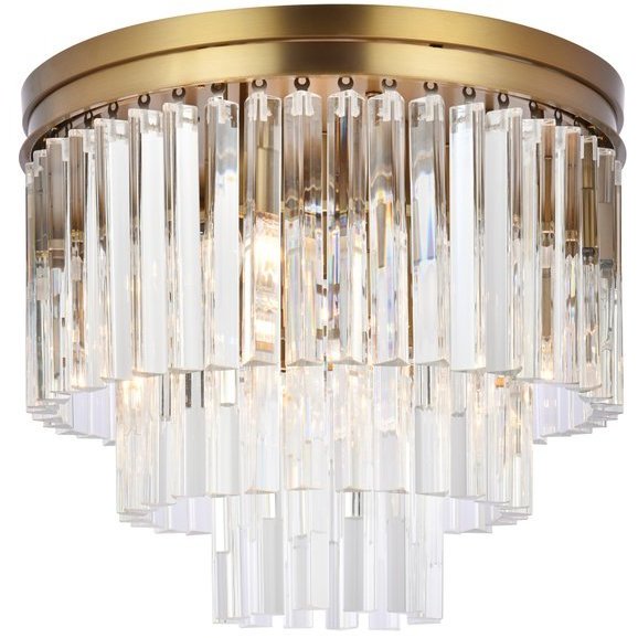 Sydney 9 Light 20 inch Satin Gold Flush Mount Ceiling Light in Clear