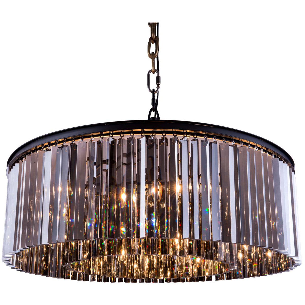 Sydney 10 Light 43.5 inch Matte Black Pendant Ceiling Light in Silver Shade, Urban Classic