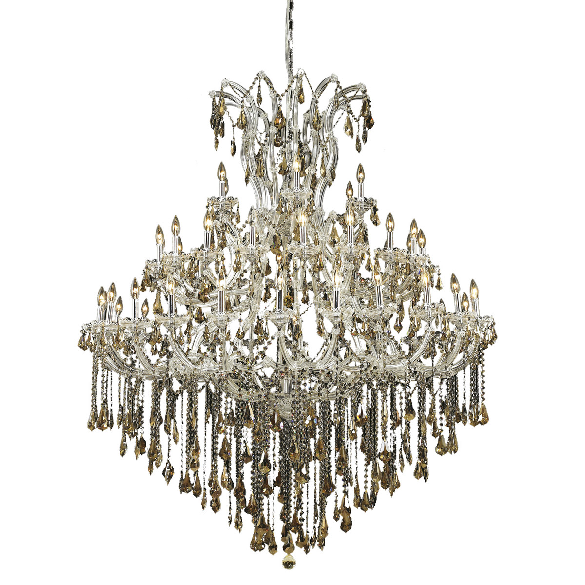 Maria Theresa 49 Light 60 inch Chrome Foyer Ceiling Light in Golden Teak