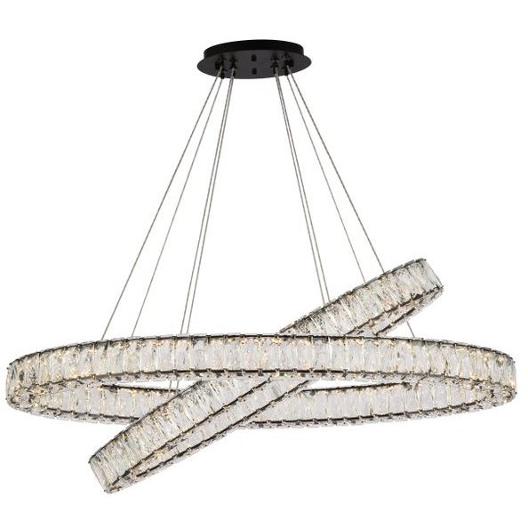 Elegant Lighting 3503D40BK Monroe 2 Light 40 inch Black Pendant