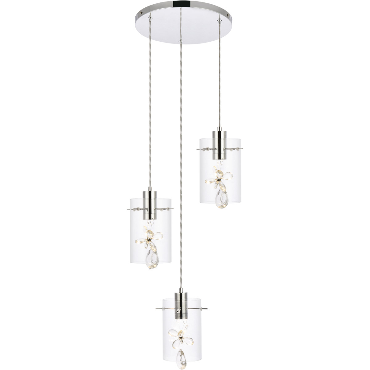 Hana 3 Light 16 inch Chrome Pendant Ceiling Light