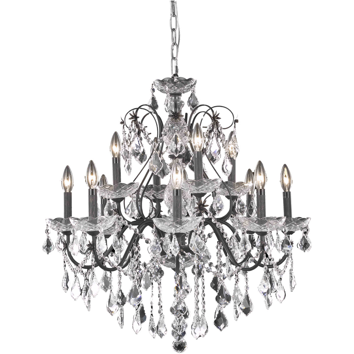 St. Francis 12 Light 28 inch Dark Bronze Dining Chandelier Ceiling Light in Royal Cut