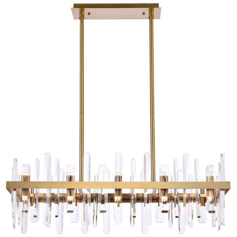 Serena 20 Light 36 inch Satin Gold Linear Chandelier Ceiling Light