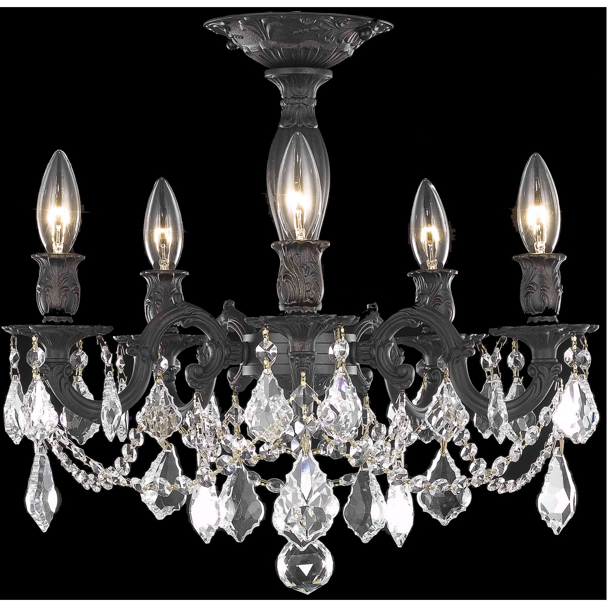 Rosalia 5 Light 18 inch Dark Bronze Flush Mount Ceiling Light in Golden Teak, Royal Cut