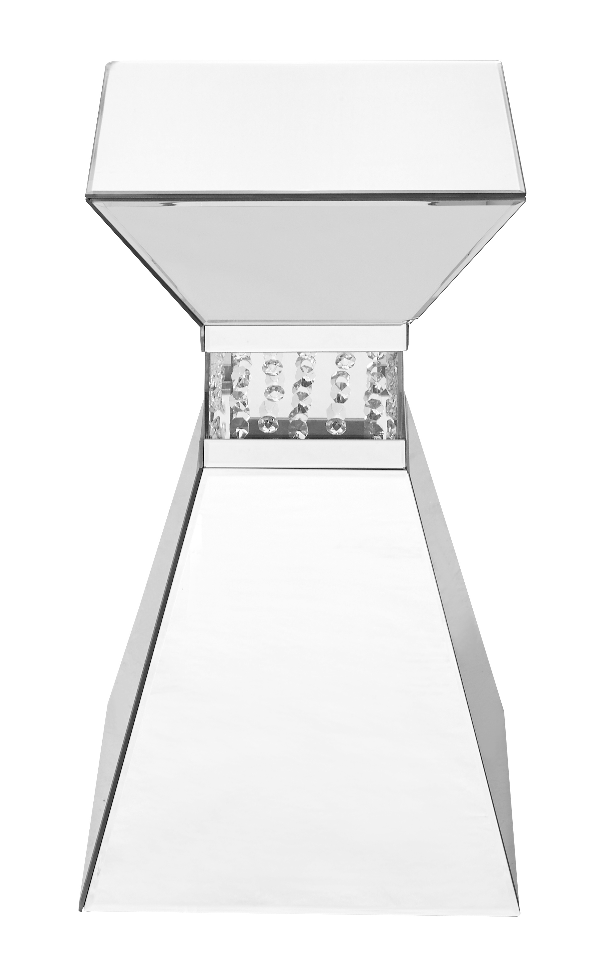 Modern 20 X 12 inch Clear Mirror and Crystal End Table
