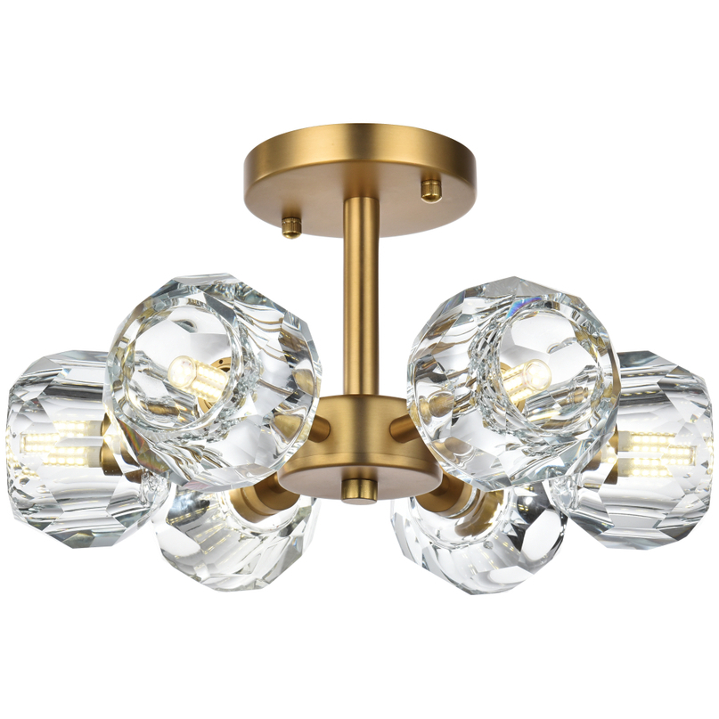 Eren 6 Light 14 inch Satin Gold Flush Mount Ceiling Light