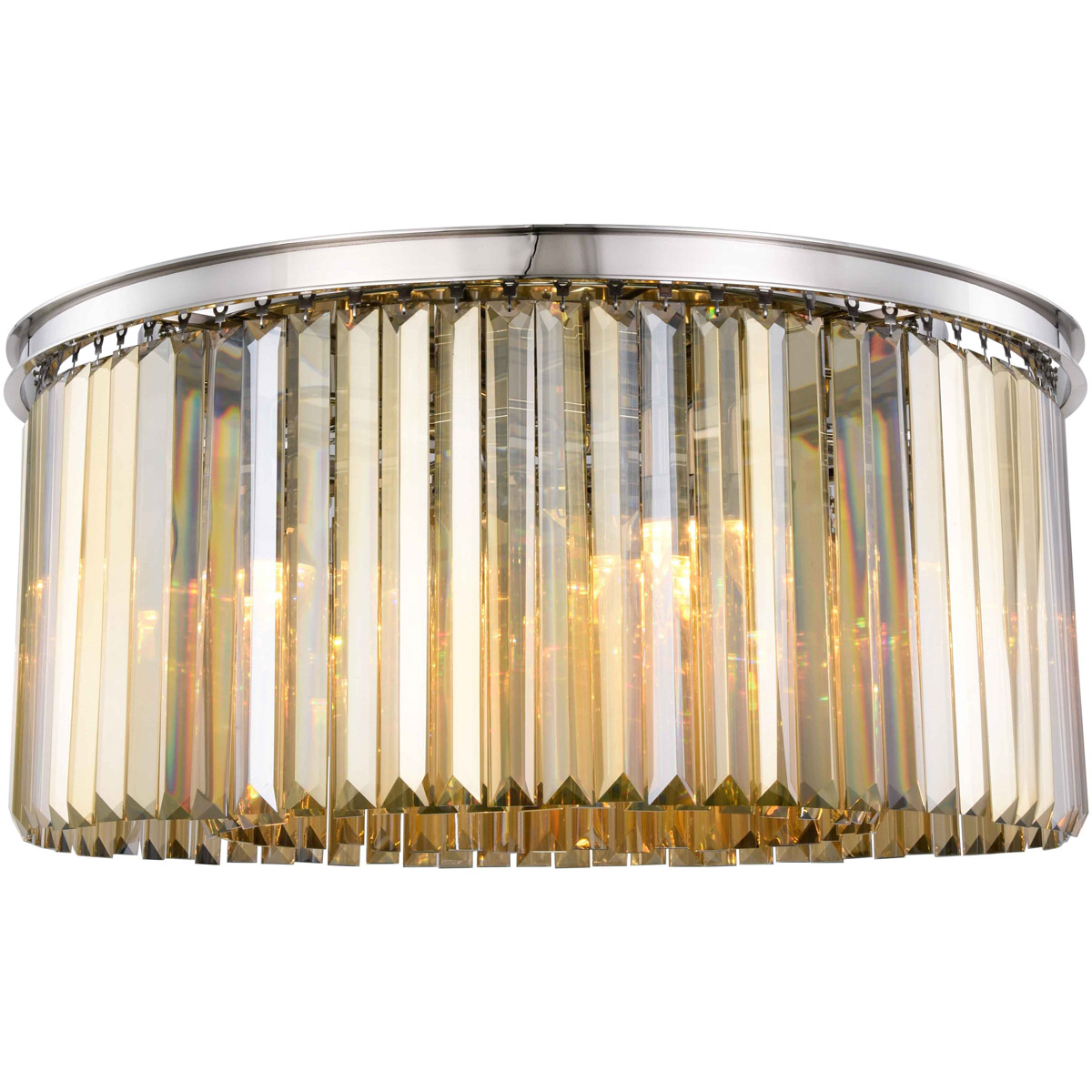 Sydney 8 Light 31.5 inch Polished nickel Flush Mount Ceiling Light in Golden Teak, Urban Classic