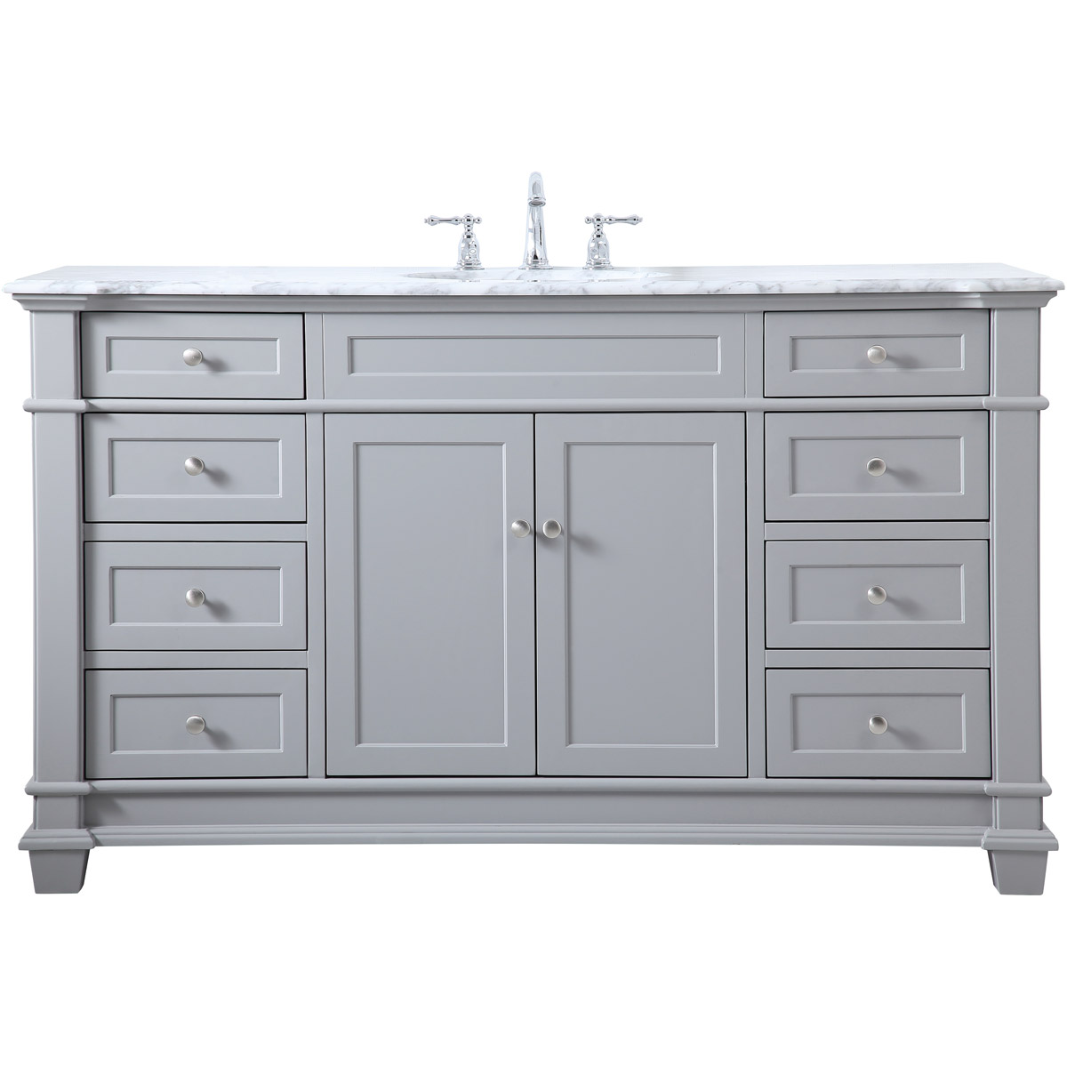 Wesley 60 X 21.5 X 35 inch Grey Vanity Sink Set in Gray