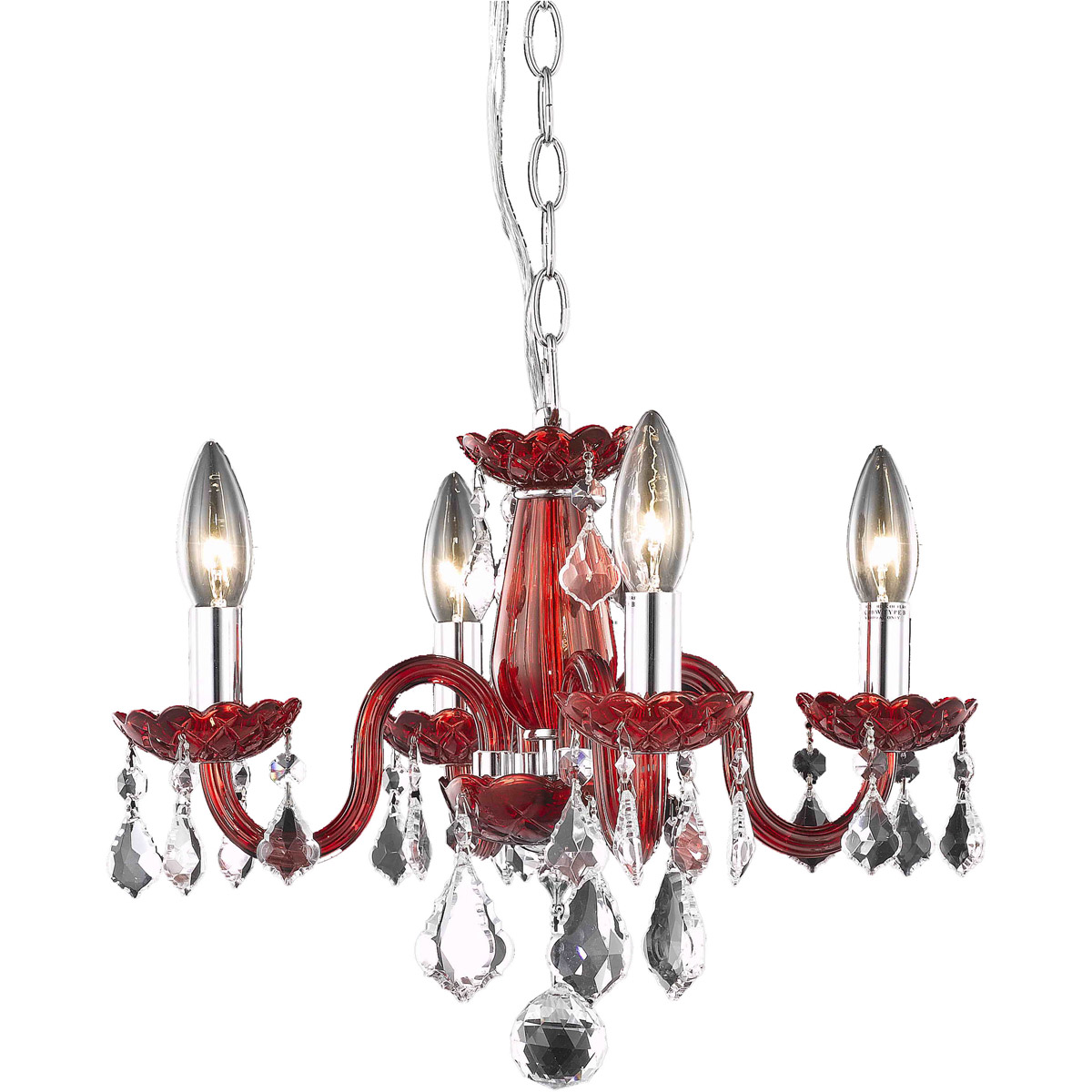 Rococo 4 Light 15 inch Red Dining Chandelier Ceiling Light in Bordeaux