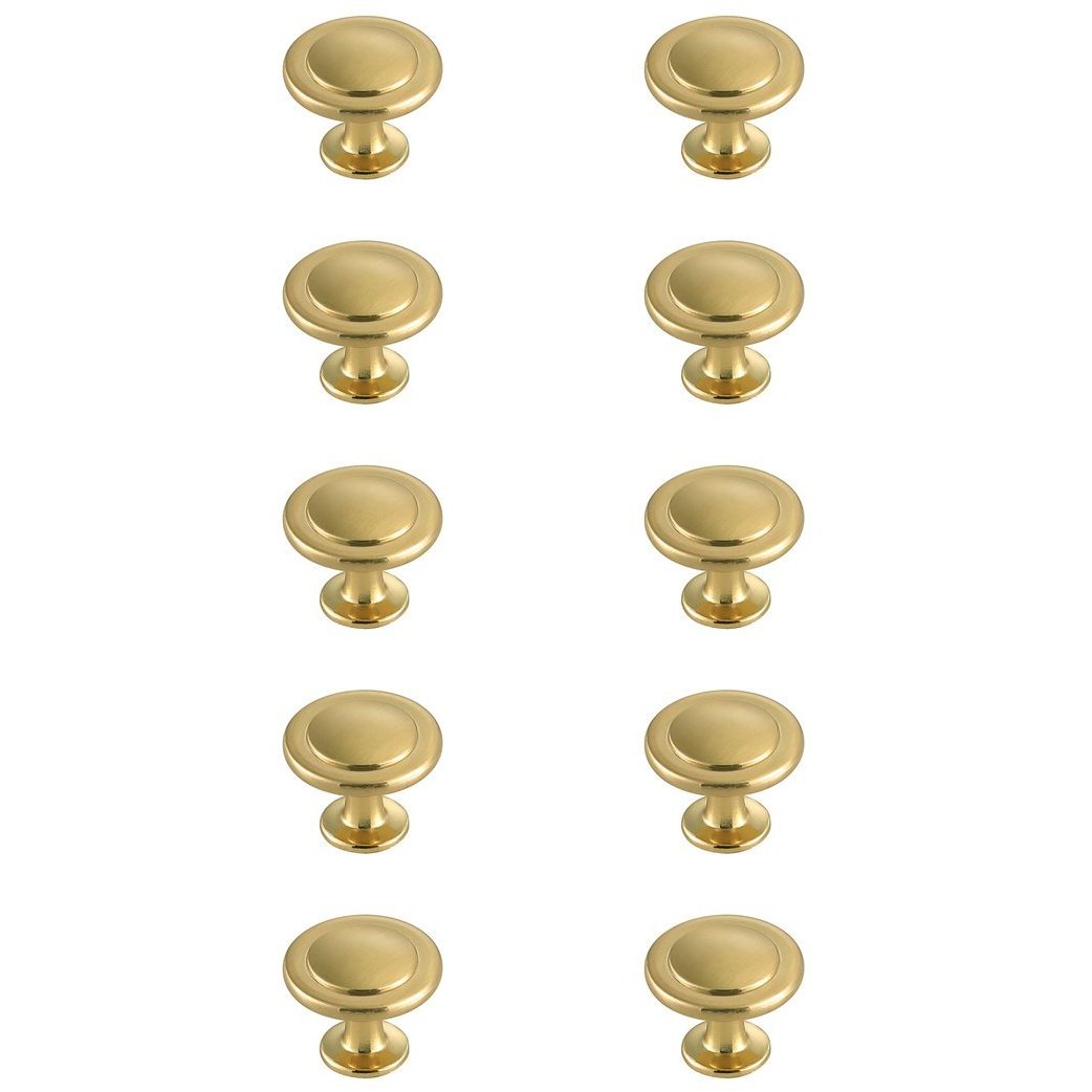 Logyn Brushed Gold Hardware Cabinet Knob, Set of 10