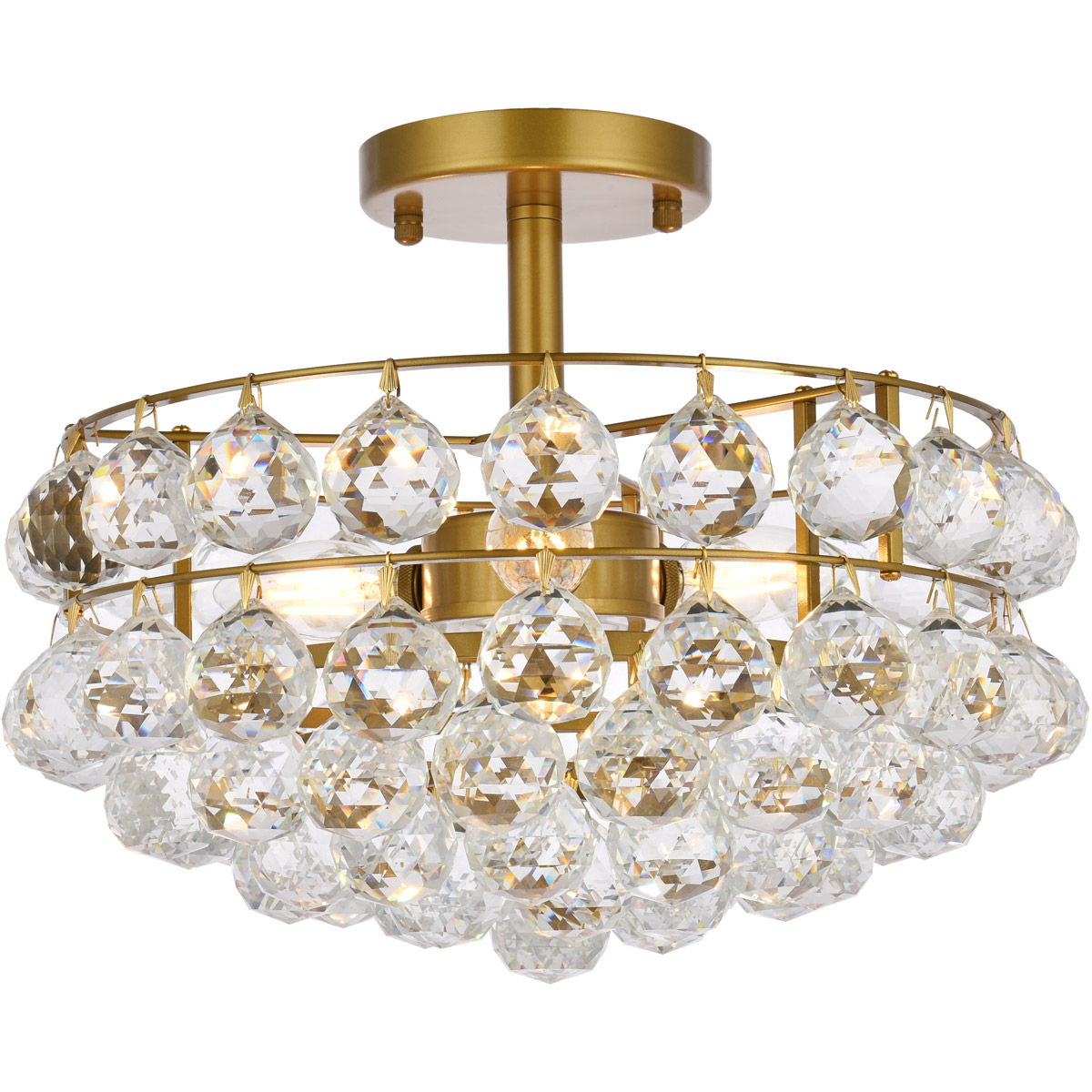Savannah 3 Light 14 inch Brass Flush Mount Ceiling Light