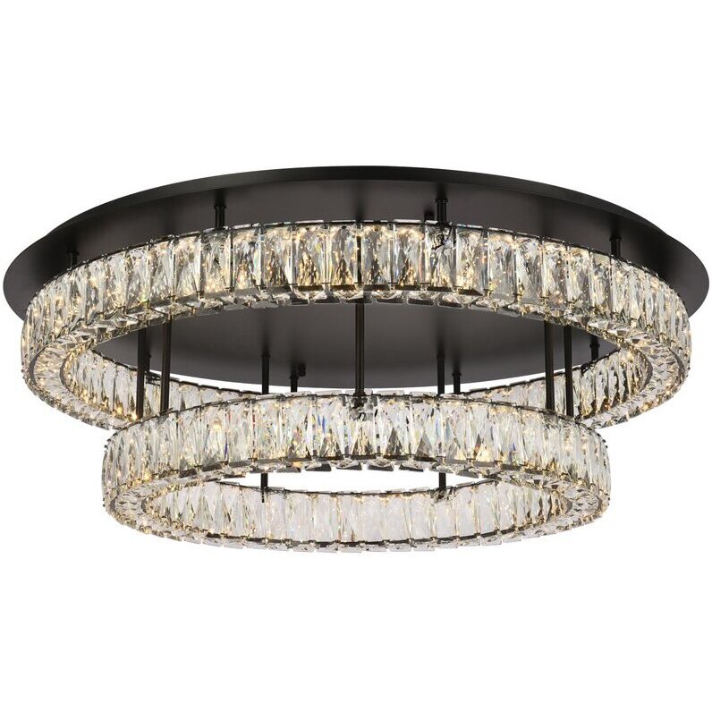 Monroe 2 Light 33 inch Black Flush Mount Ceiling Light