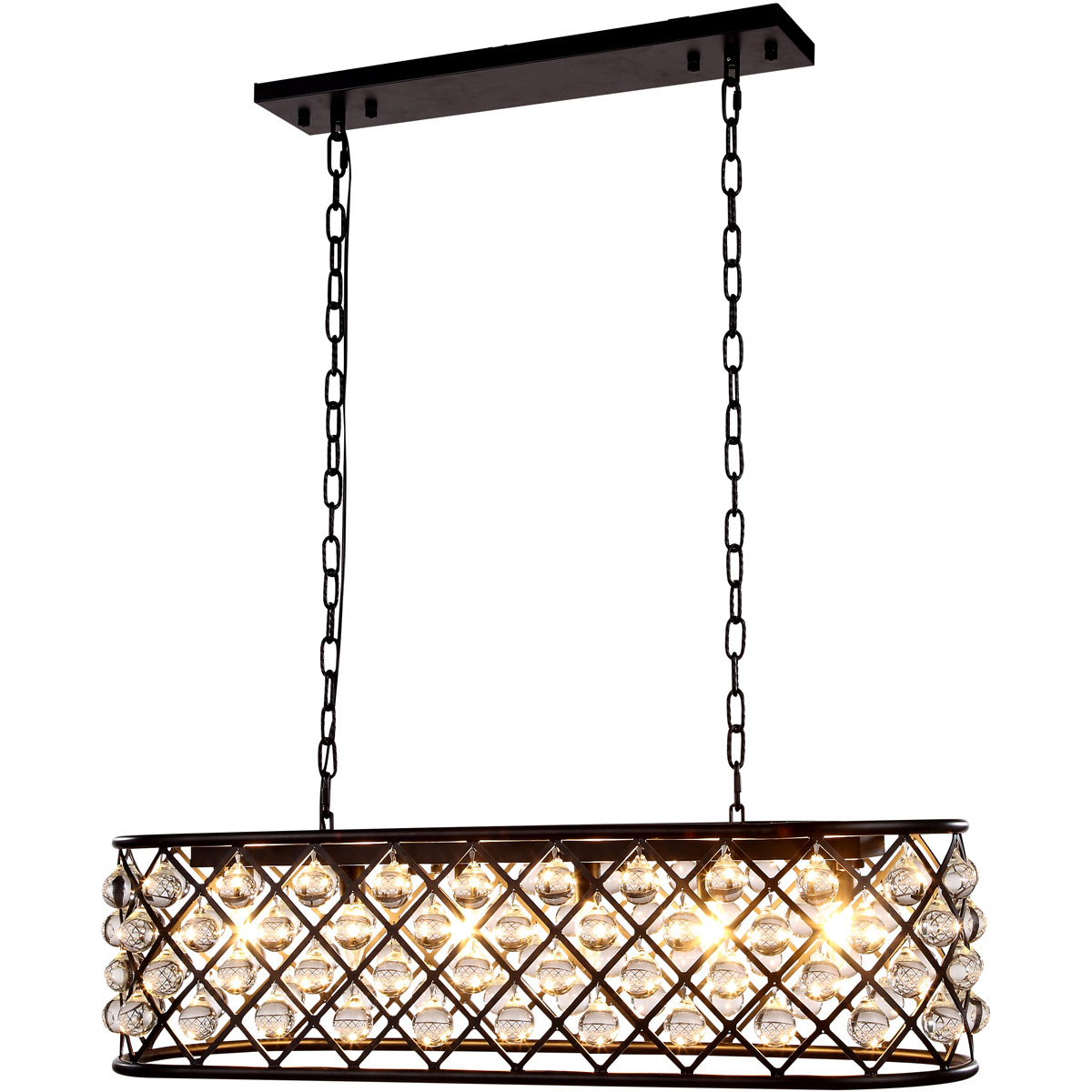 Madison 6 Light 40 inch Matte Black Island Pendant Ceiling Light, Urban Classic
