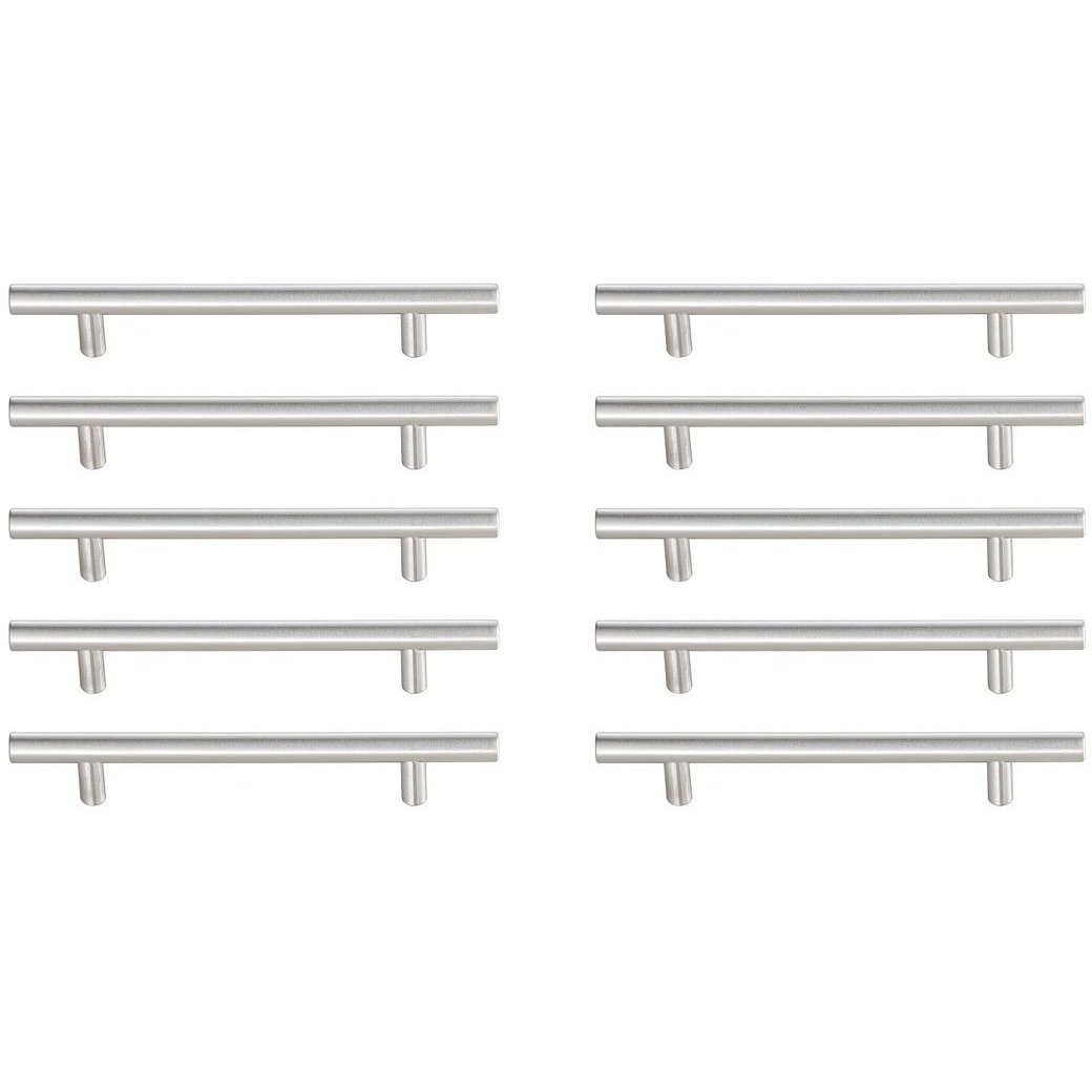 Quinn Brushed Nickel Hardware Drawer Pull in 5in Center to Center Bar, Set of 10