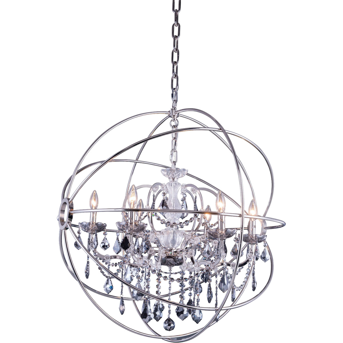 Geneva 6 Light 32 inch Polished Nickel Pendant Ceiling Light in Silver Shade, Urban Classic