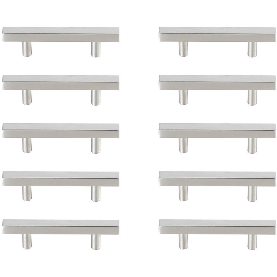 Dior Brushed Nickel Hardware Drawer Pull in 3in Center to Center Bar, Set of 10