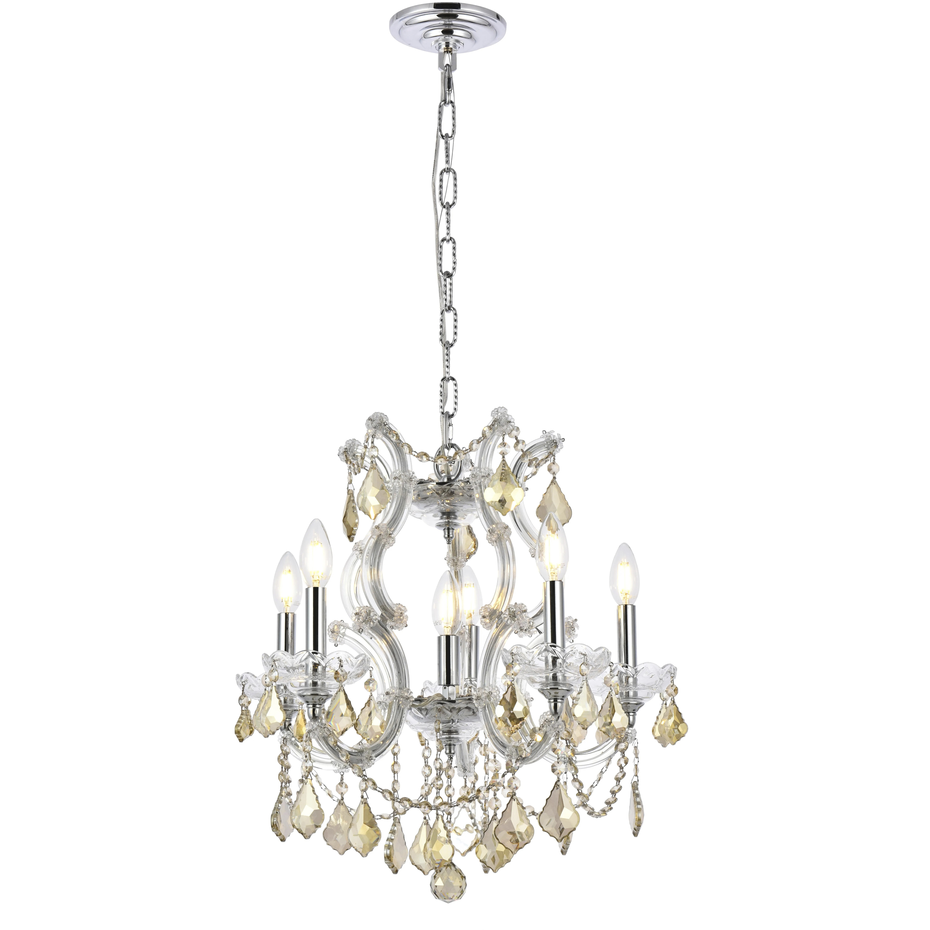 Maria Theresa 6 Light 20 inch Chrome Dining Chandelier Ceiling Light in Golden Teak, Royal Cut