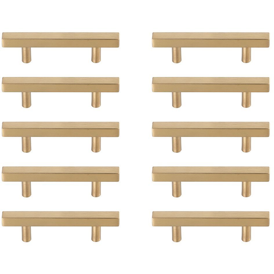 Dior Brass Hardware Drawer Pull in 3in Center to Center Bar, Set of 10